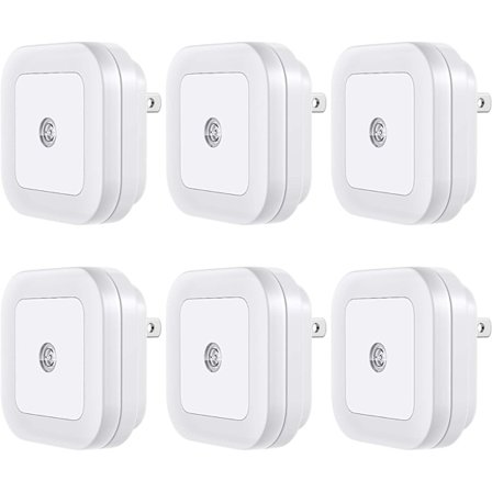 LED-nattelys, stik i [6-pak] Super Smart Dusk to Dawn Sensor, kølig hvid