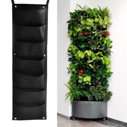 1 Stykke 7 Lommer Vertikal Hengeplanter, Filt Vekstpose Plante
