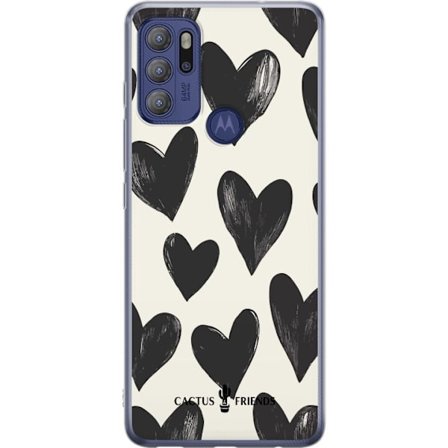 Kompatibelt Mobildeksel til Motorola Motorola Moto G60S Cactus and Friends - Bold Black Love Pattern