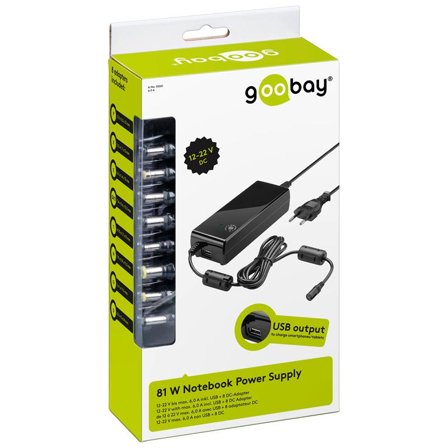 Goobay 81 W Notebook Power Supply. 12-22V. Black