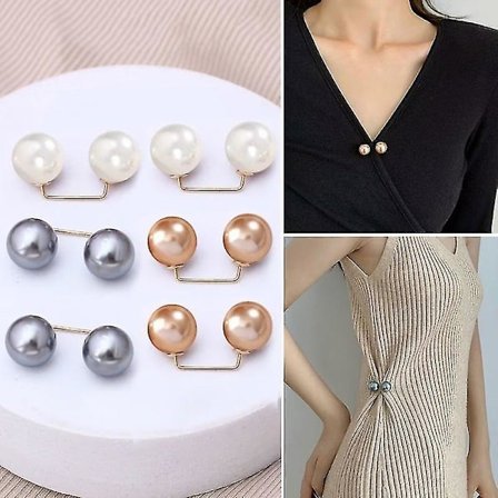 Ghyt 6 stk. Kunstige Perle Brosche Pins Anti-eksponering Halsudskæring Sikkerhedsnåle Trøje Sjal Klips Til Kvinder Piger Bryllup Fest