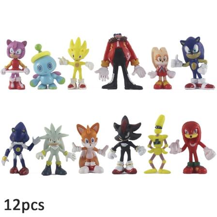 12 st Sonic the Hedgehog figurleksaker set Mini barn julklapp 12PCS