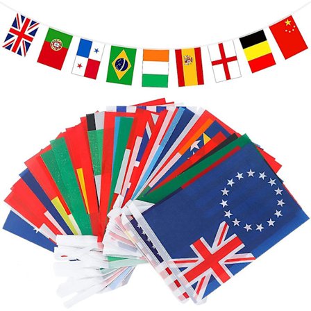 50 Verdensflagg, Verdensflagg Vimpelbanner, Med 50 forskjellige nasjonalflagg, For bar, sportsklubber, internasjonal arrangementsfeiring, 