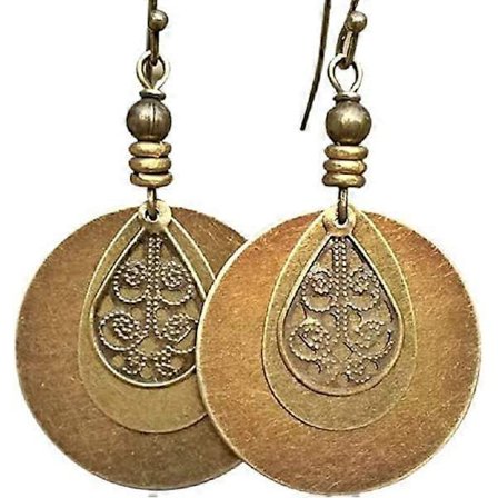 Bohemiska örhängen - Hängande Boho-örhängen - Mässingshängen - Boho-smycken - Bohemiska smycken - Etniska örhängen - Etniska smycken