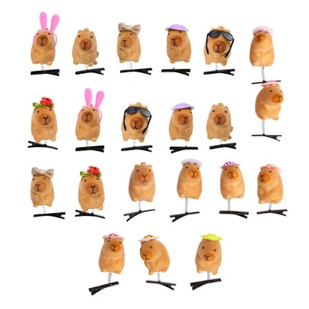 21 stk. Lekne hårklemmer med dyremotiv, sklisikker metallbase, fløyelsbelagt overflate for morsomme frisyrer