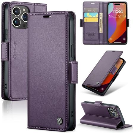 CaseMe Slim Lompakkokotelo RFID-suojalla iPhone 16 Pro Max Lilanvärinen