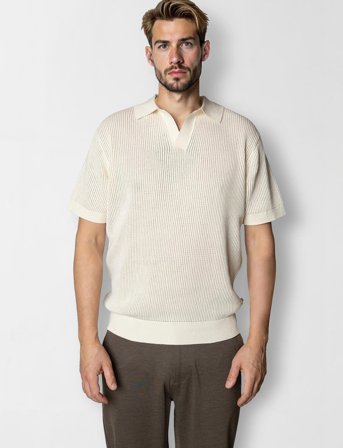 Clean Cut Copenhagen Oliver Knitted Polo - White - XXXL