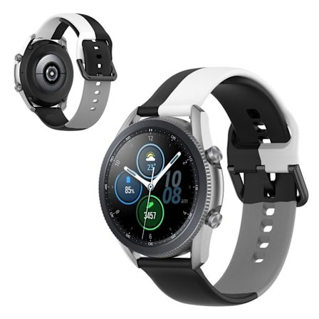 Universal three color silicone watch band - Black / White / Grey