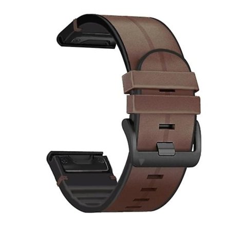 För Garmin Fenix ​​7x Silikon + Läder Quick Release Watch Band