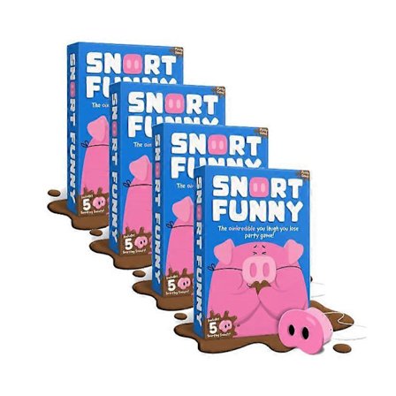 1-5x Snort Funny: Det Oinkroliga Du Skrattar Du Förlorar Partyspelet | 150 Utmaningskort, 5 Grisetrynen & Lermärken | Familje- & Vänspel
