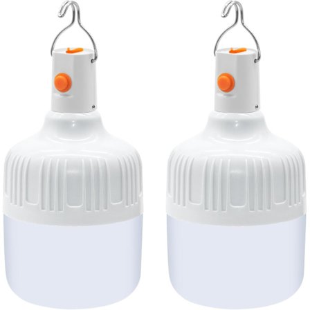 2 stk. Campinglys, LED Oppladbar Campinglykt Batteridrevet Utendørs Teltlampe, Dimbar 3 Moduser Bærbar Lyspære