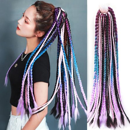 Flerfarvet hestehale paryk pandebånd 5 5