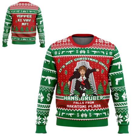Hans Gruber Fall Nakatomi Plaza Die Hard Stygg Julgenser Gave Julenissen Genser Menn 3d 2XL