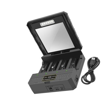 USB C solpanel opladningsboks 4 pladser til 26650/21700/18650/18500/16340/14500