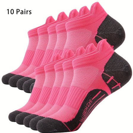 10 Par Unisex Pustende Løpesokker i Mesh med Anti-Friksjon Hældesign - Stripet Mønster, Maskinvaskbare
