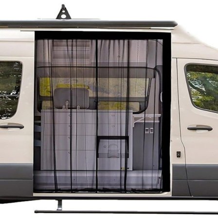 Universelt mygge- og solbeskyttelse til bilens bagagerum - med stærkt velcrobånd, myggenet til autocampere og camping Black 180 × 150 cm