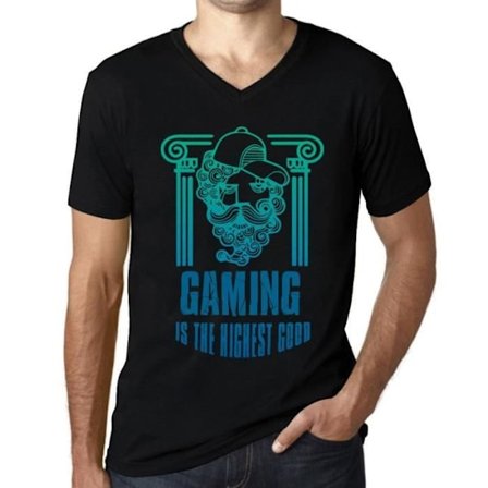 T-tröja med v-ringad herr Gaming Is The Highest Good – Gaming Is The Highest Good – Vintage svart T-shirt