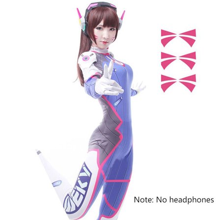 Dva Cosplay Kostym Spel Kvinna Vuxen Barn Lycra 3D-tryck Spandex Halloween Party Zentai Peruk Dräkter Pistol D.Va cos Kläder endast
