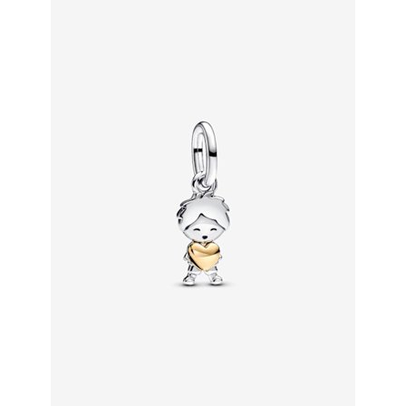 - Happy Boy Dangle Charm - Sterling sølv, 14k gullbelegg