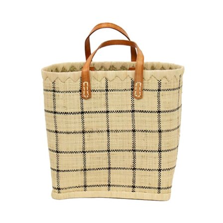 A World of Craft RAFFIA Väska rutig S, natur/svart Förvaring Brun S