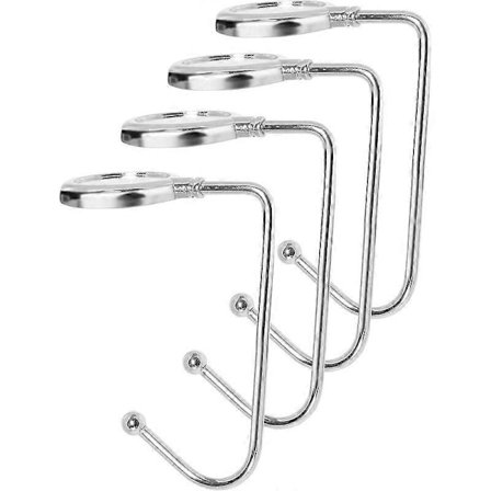 Julstrumphållare för Öppen Spis (Set om 4) - Hängande Strumpkrok med Halkfri Beläggning - Dekorativ Julstrumphållare för Öppen Spis (Silver),-