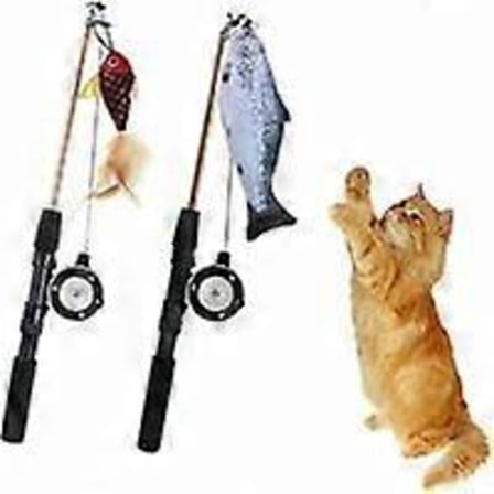 2 stk. interaktivt katteleketøy, interaktivt fiskestangleketøy for katter, uttrekkbar kattefiskestang (gullfisk, laks)