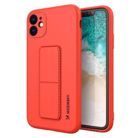 Wozinsky Kickstand Case silikoni kotelo jalustalla iPhone 11 Pro punainen