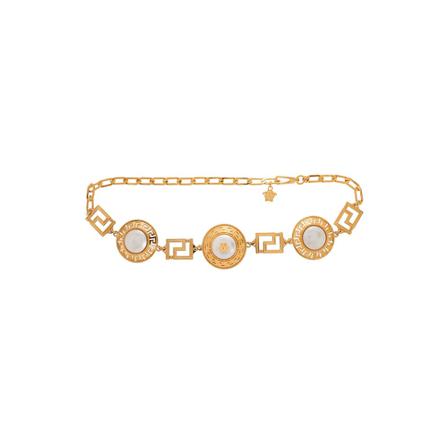 Versace, Belt with decorative link Geel, Dames, Maat:ONE Size