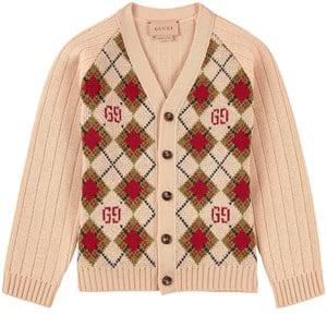 Kids - Gucci Ivory Logo Jacquard Cardigan 18-24 months - Jumpers and knitwear - 18-24 months - Cream - Junge