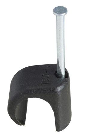 Schneider Electric TC 2021046 Spikerklips for rund kabel, 5–7 mm, 100-pakning 20 mm lengde, svart, Installasjonsmaterial