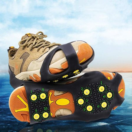 Steigeisen og snespigge - Skridsikre steigeisen, trækkraftspigge, is- og snegreb, 10 stålpigge, egnet til herre- og damesko.