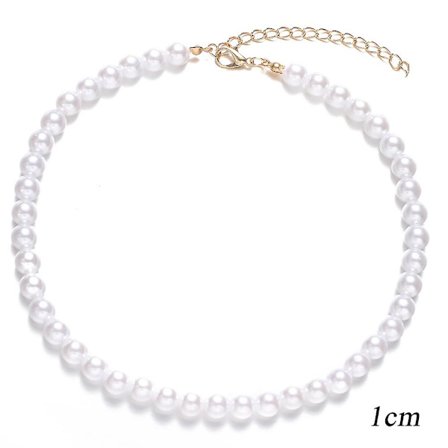 Moderne og elegant hvit glass imitasjon ferskvannsperle halskjede for kvinner