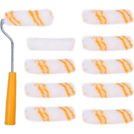 Malerulle Væg Dekoration Væg Malerrulle 4 Tommer Mini Malerrulle med 10 Stykke Udskiftningsruller Korrosionsbestandig Hjemmeindretning