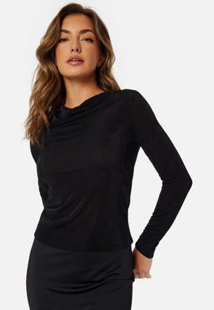 VERO MODA Nara LS Pleat Top Black Klær