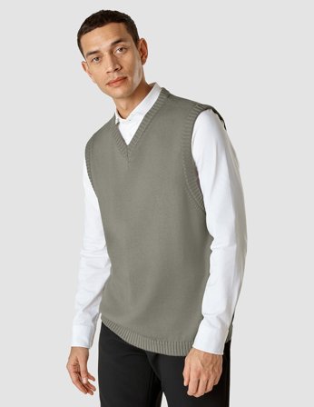 Shaping New Tomorrow - Heavy knit vest - Stone Green - Herre - Størrelse XXL