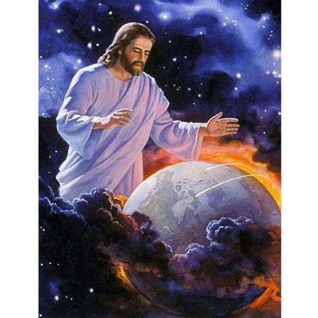 Full 5d Diy Diamond Målning Gud Och Earth Full Round Broderi Cra Som På Bilden 1 25x35cm