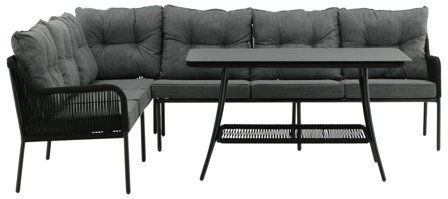 Venture Home Berlin 1005-195 Loungeset soffa, bord, grått/svart, Utemöbler