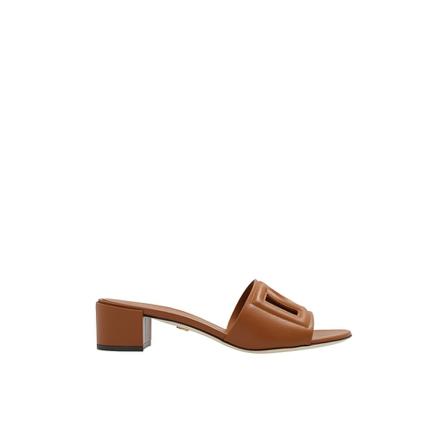 Dolce & Gabbana, Bianca Heeled Slides Bruin, Dames, Maat:38 EU,leer