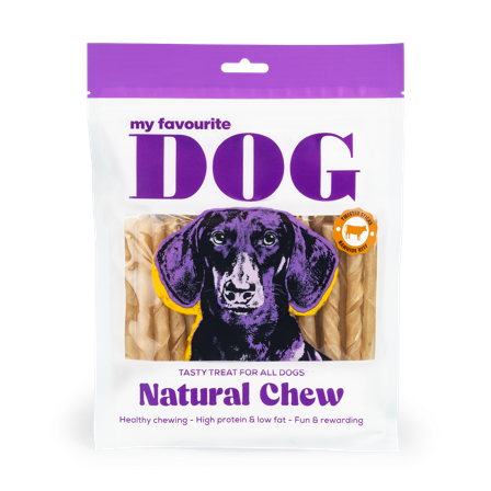 My favourite DOG - Tvunnet råskinnspinner - Natural 12,5 cm, 300 g, 30-pk - Hund - Hundegodbiter & tyggebein - Tyggeruller & tyggepinner - ZOO.no