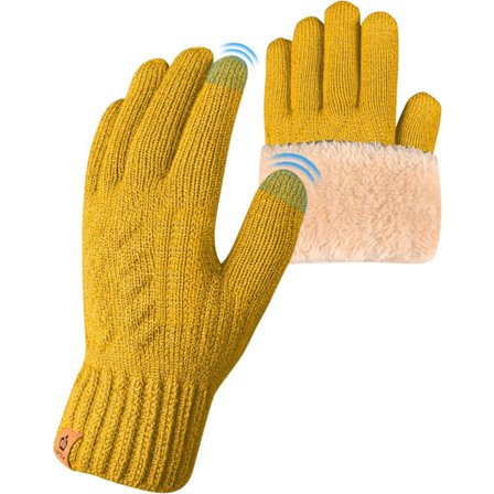 Vinterhandsker til damer med fleecefor, touchscreen-venlige varme, strækbare, tykke strikkede handsker, uldhandsker, termiske handsker, udendørs 