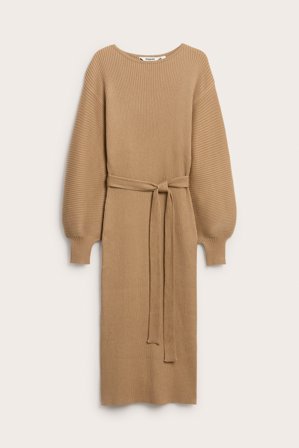 Kappahl | Ribbestrikket kjole Beige M | Beige