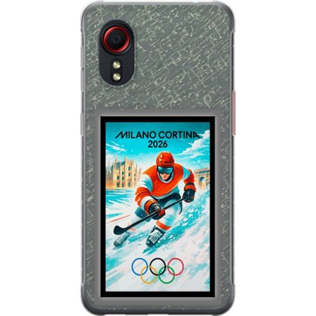 Kompatibel Mobilcover til Samsung Galaxy Xcover 5 Curling illustration med spillere og sten på isen, Milano Cortina 2026, snedækkede stænk og olymp