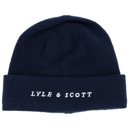 Lyle & Scott - Blå cuff Beanie - Script Beanie Dark Navy Cuff @ Hatstore
