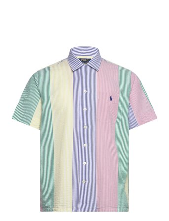 Classic Striped Seersucker Camp Shirt Blue Polo Ralph Lauren