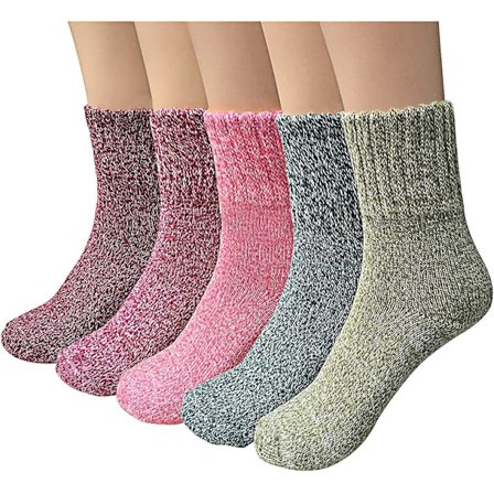 5 paria sukkia, lämpösukat naisille, lämpimät talvisukat naisille, paksut neulotut sukat, talvisukat naisille, värikkäät