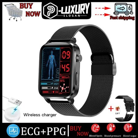 Ny icke-invasiv Blodsocker Smart Klocka Män Laserbehandling Hälsa Blodtryck Sport Smartwatch Kvinnor Glukometer Klocka