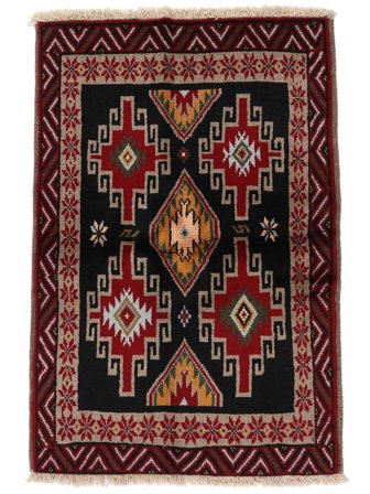 Beluch Vloerkleed 81X120 Zwart/Bruin Wol, Perzië/Iran