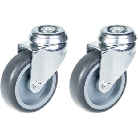 Roulette - 75mm - Gummi - Drejbar - Kapacitet 120kg - Sæt af 2