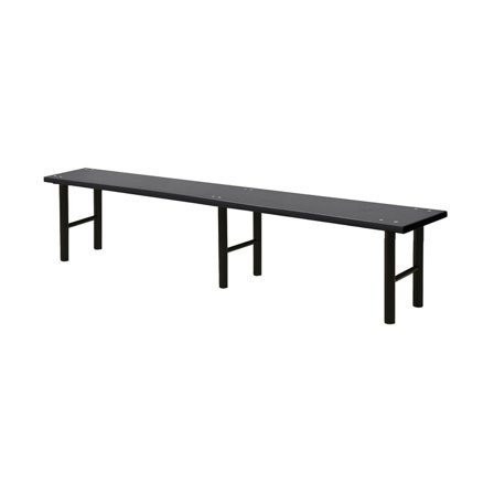Black Changing Room Bench | 2000x360x430 mm | Cloakroom Bench | Steel Frame | Wall Placement - AJ Products