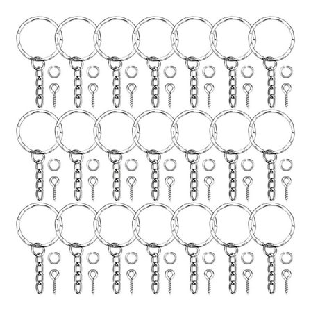 Avaimenperä tarvikesarja, 50 avaimenperää ketjulla ja 50 hyppyrengasta, KLB